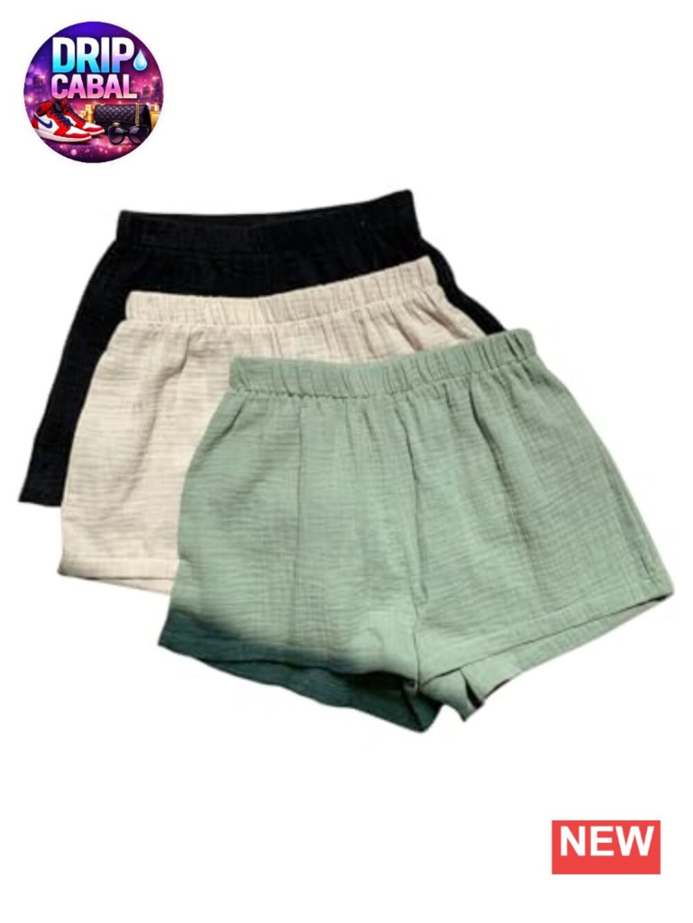 Women's 3 Pack Linen Casual Shorts with Pockets, Elastic Waist Summer Beach